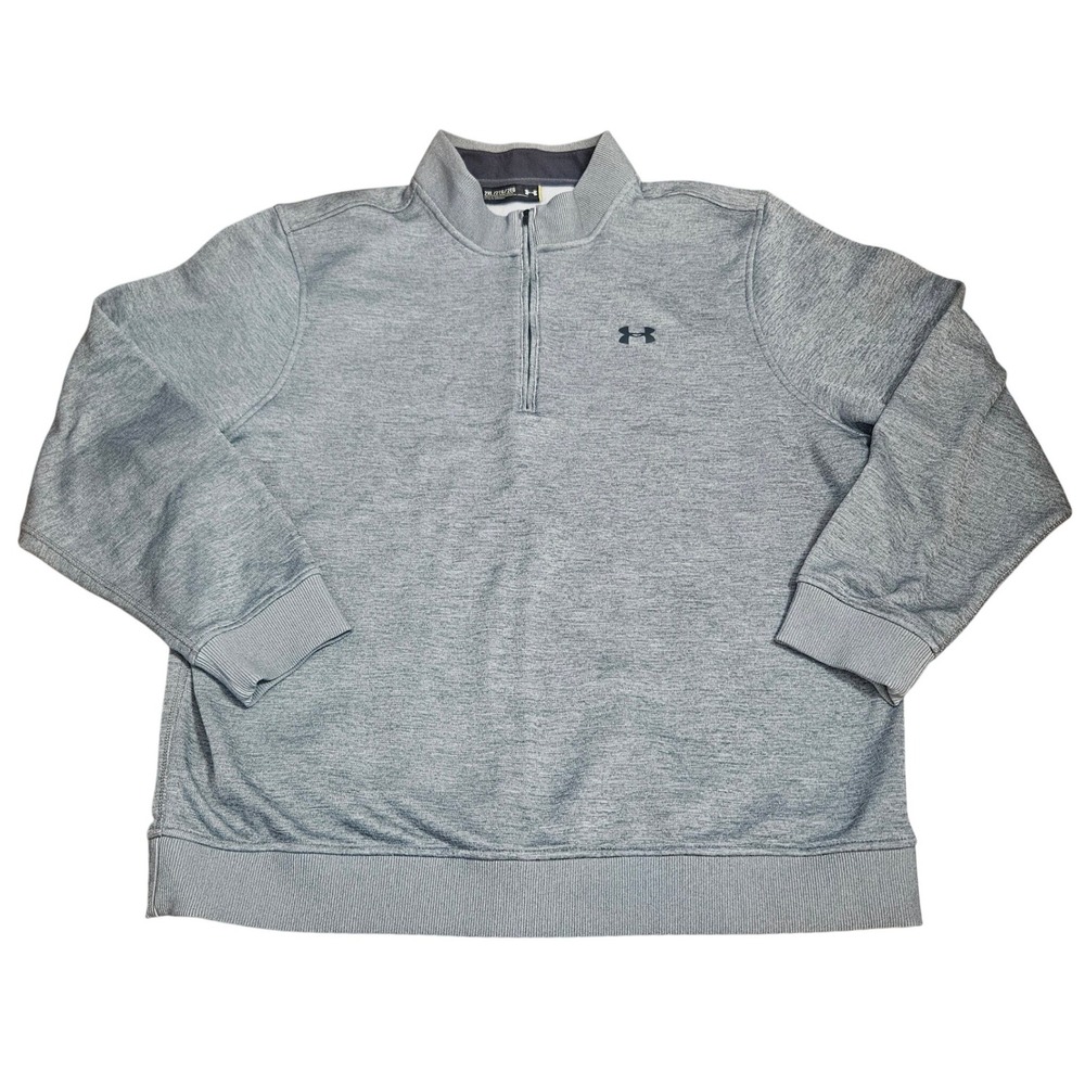 Under Armour Mens 2XL Heather Gray Quarter Zip Pullover Loose Fit Athletic Top